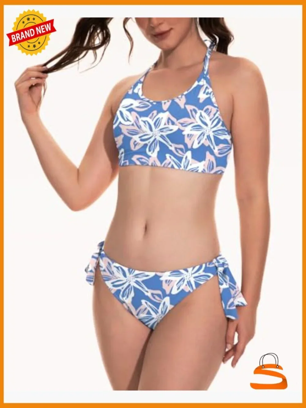 Medium Halter Bikini Set with Removable Padding, UPF 50+ Swimwear